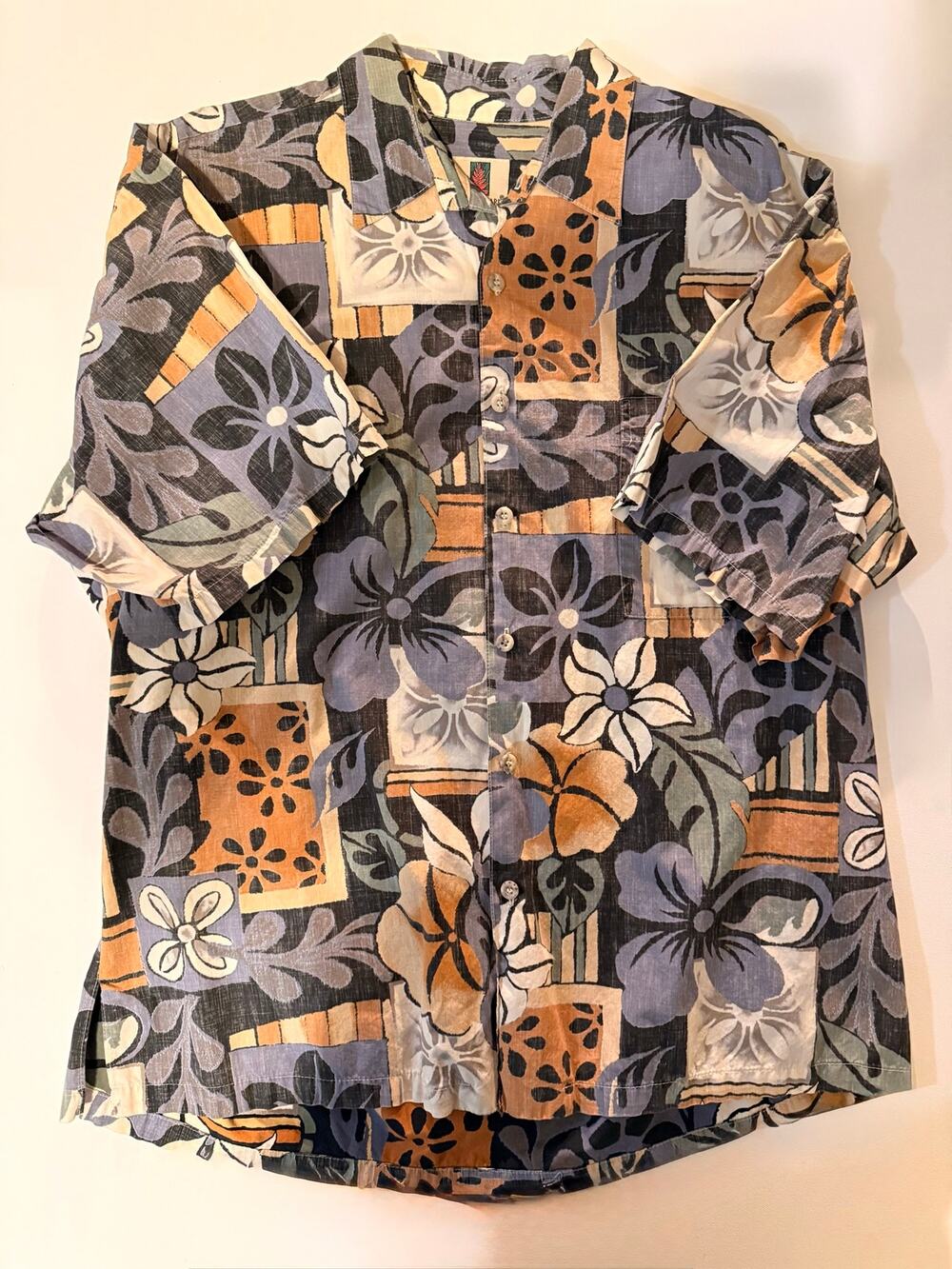 Tori Richard Honolulu Aloha Shirt Mens L Cotton Abstract Floral Print